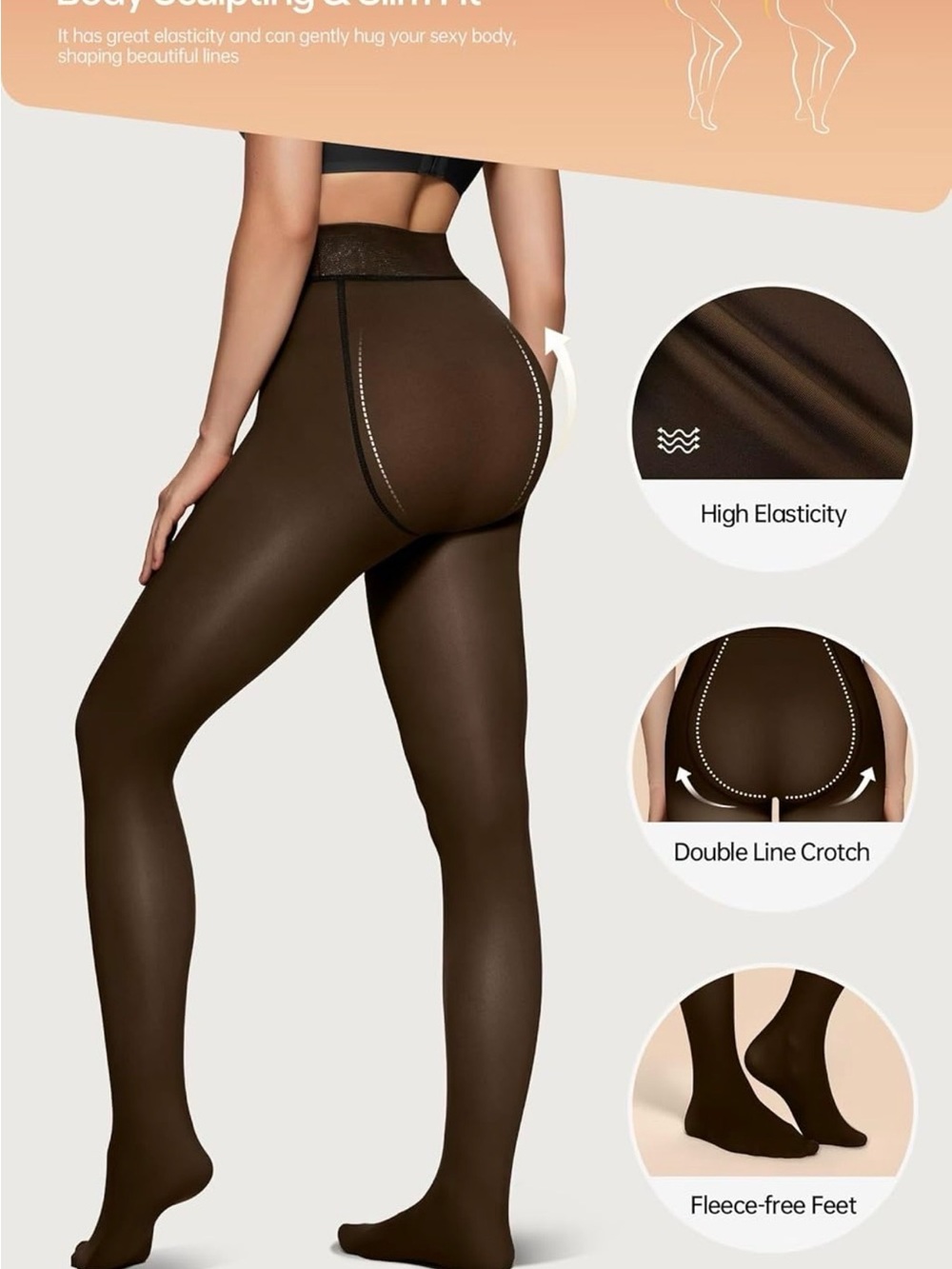 2 PAIR SET- Women's Shaping Fleece Lined Tights